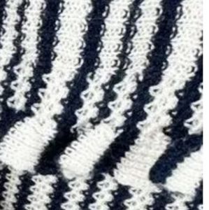 GRACE ELEMENTS Cashmere Blend Double Peplum Navy/Cream Stripe Sweater L